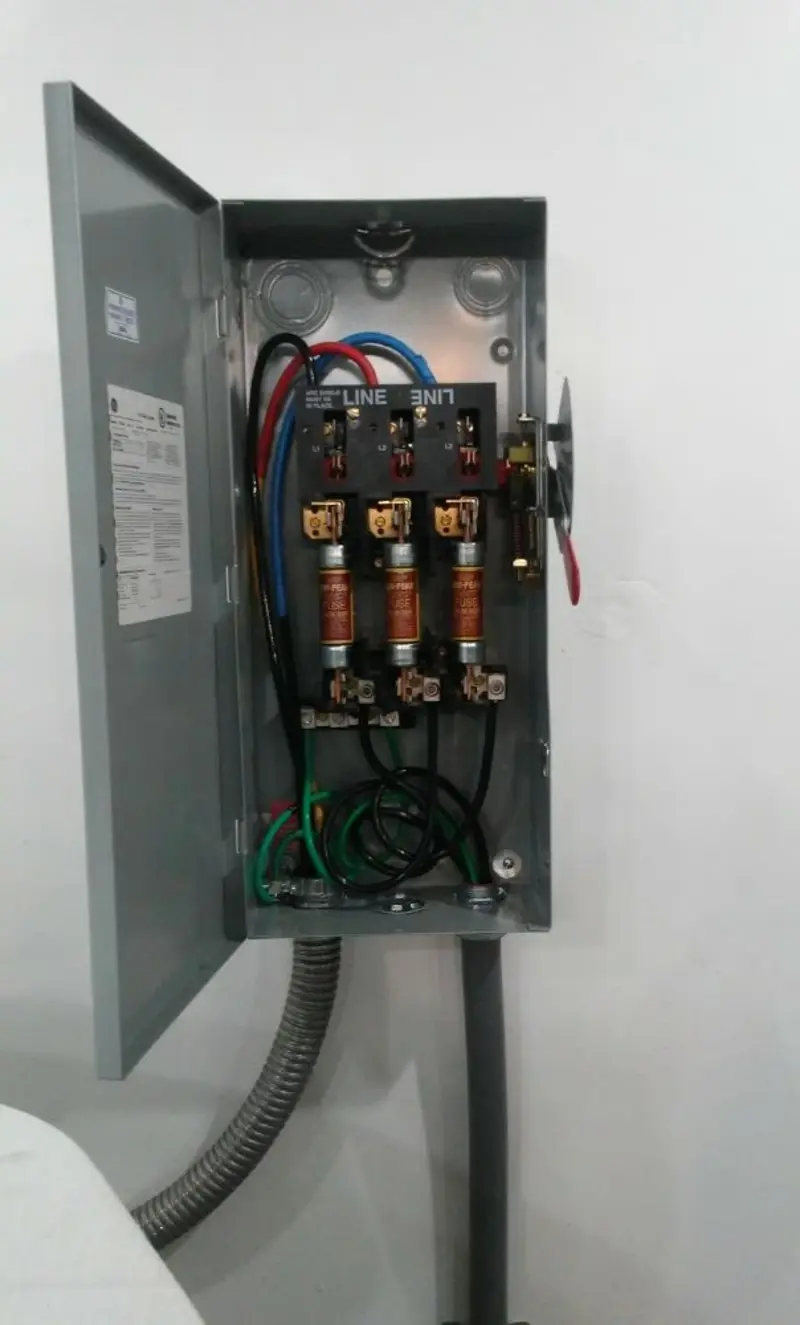 Three-phase disconnect switch installed for Electrical Wiring & Rewiring in Balm